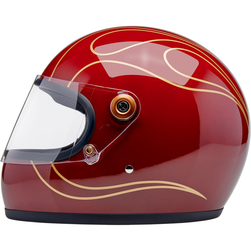 BILTWELL Gringo S Helmet Flames - Gloss Garnet Red