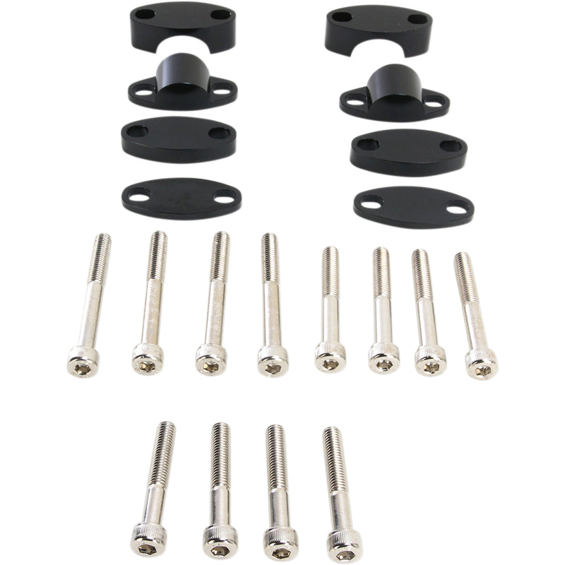 EMGO 0602-0789 23-09381 Aluminum Handlebar Riser Kit Riser Kit - 1-1/8" - Black
