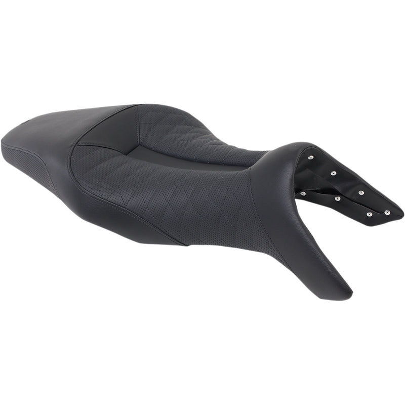 SADDLEMEN 0810-1691 0810-Y137 Track Lattice Stitch Seat — 2-Up Seat Track Seat - Lattice Stitch - Black - FZ09 '14-'19