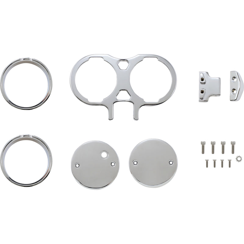 LA Choppers Gauge Mount For Performance Risers Dual Chrome Dyna Sportster - LA-7397-02C For Harley Motorcycles 1999-2021