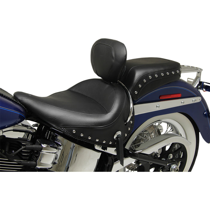 MUSTANG 0802-0892 79913 Wide Solo Seat with Removable Backrest - Black - Studded W/Concho