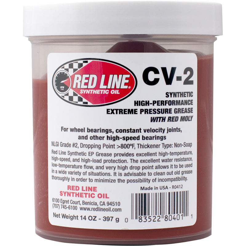 RED LINE SYNTHETIC OIL 3607-0065 80401 CV-2 Grease with Moly 14 oz jar