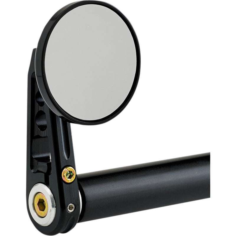 Joker Machine Bar End Mirror Side View Round Black Straight 2-1/4" - 09-312-DB