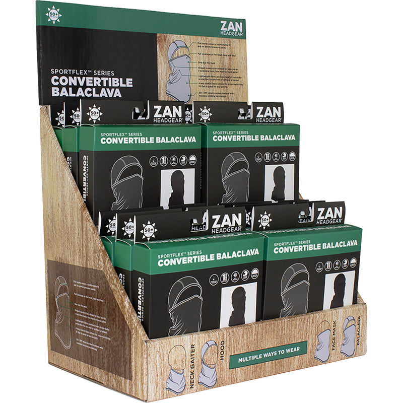 ZAN HEADGEAR 9903-0741 DISPF-ZCBSFBK DISPLAY PREPACK BALACLAVA SPORTFLEX 12PK