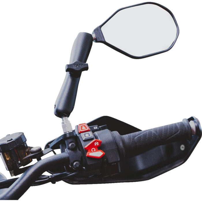 RAM MOUNTS 0640-1723 RAM-B-465RU Tough-Mirror™ Right Mirror with Ball Tough-Mirror™ - Side View - Oval - Black - Right with Ball
