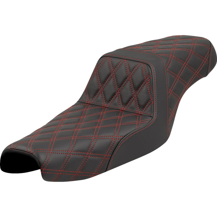 SADDLEMEN 0804-0823 807-11-17504 Lattice Stitch Step-Up Seat Step-Up Seat - Lattice Stitch - Red Stitch - XL '04-'22