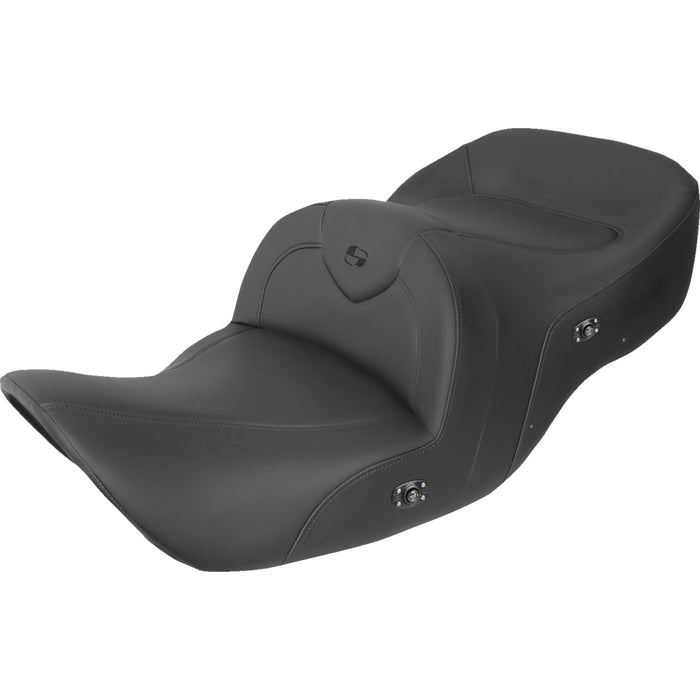 SADDLEMEN 0810-2341 H01-07-187HCT Heated RoadSofa™ Seat RoadSofa™ Seat - without Backrest - Black w/ Black Stitching - Heated - GL1800 '01-'10
