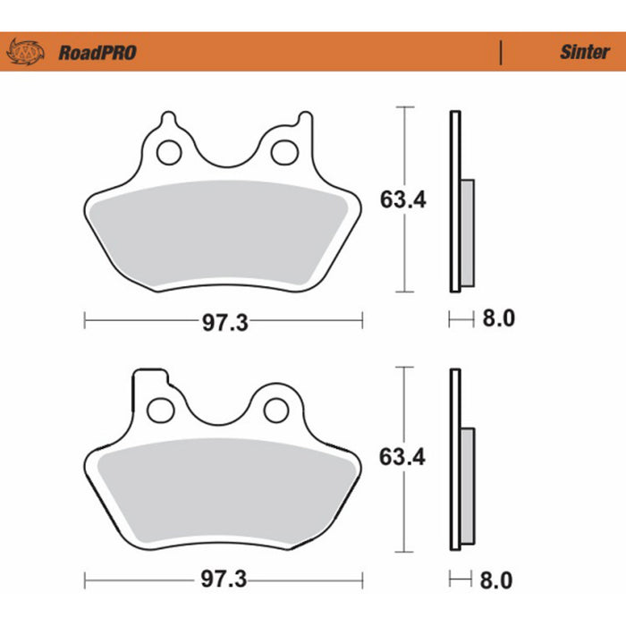 MOTO-MASTER 1721-3488 411901-PU RoadPro Sintered Metal Brake Pads Brake Pads - Sintered Series