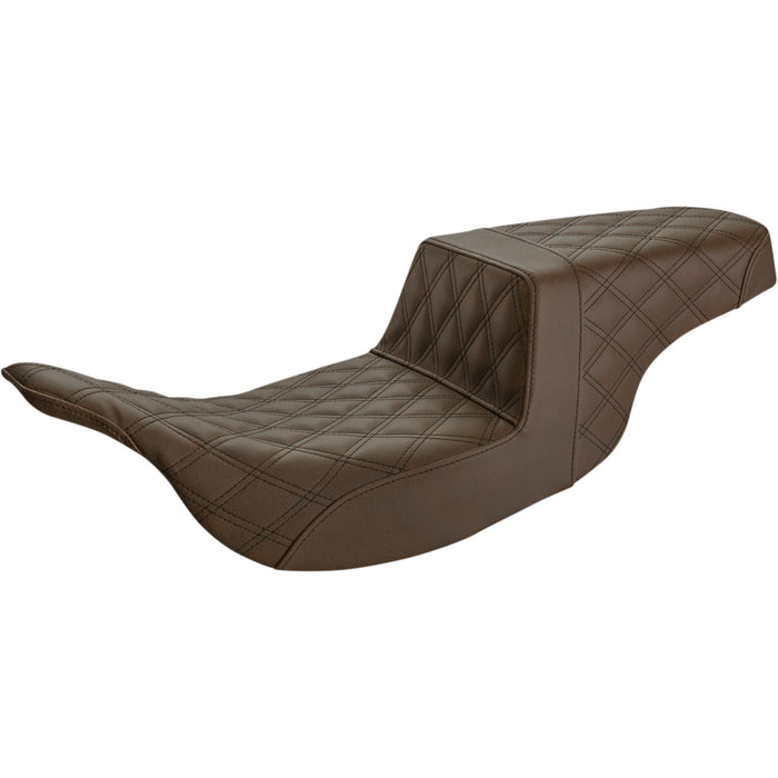 SADDLEMEN 0801-1349 897-07-175BR Step-Up Seat — Full Lattice Stitch - Brown