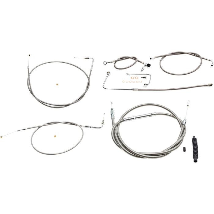 LA CHOPPERS 0610-1778 LA-8151KT-13 Standard Stainless Braided Handlebar Cable/Brake Line Kit - 12" - 14" Ape Hanger Handlebars - Stainless Steel