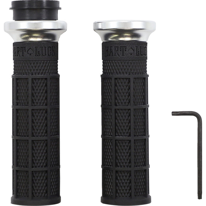 ODI 0630-2865 V31HTW-BB-S Harley Hart-Luck Signature V-Twin Lock-On™ Grips - TBW - Black/Silver
