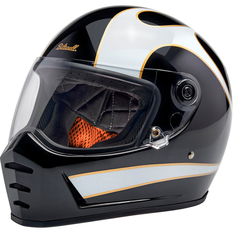 BILTWELL Lane Splitter 22.06 Helmet Gloss - Black/White Flames