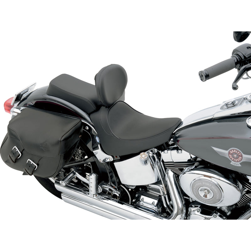 Drag Specialties Backrest Compatible Solo Seat — Smooth Solo Seat Smooth Driver Backrest FL FX - 0802-0632 For Harley Softail 2000-2006