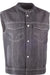 Front angle of black Iron Sights Club Collar Denim Vest