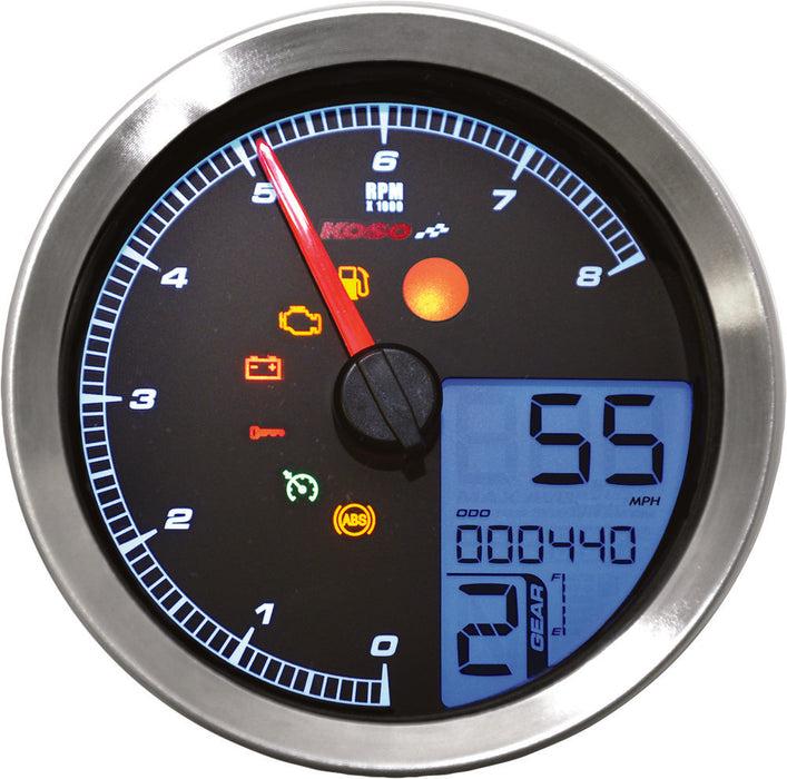 Koso North America 27-5797S BA051201 SPEEDO / TACH SIL BEZEL LCD COLOR CHANGE DISPLAY