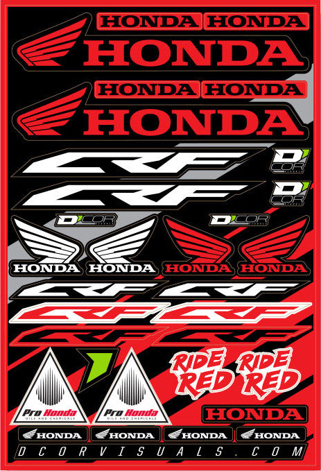 D'cor Visuals D-Cor Honda Decal Sheet 12"X18" - 40-10-100