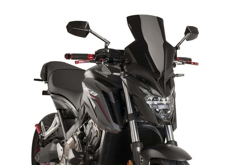 Puig Hi-Tech Parts Windscreen Naked NEW GEN Sport Black - 9687N Honda CB650F 2014-2019