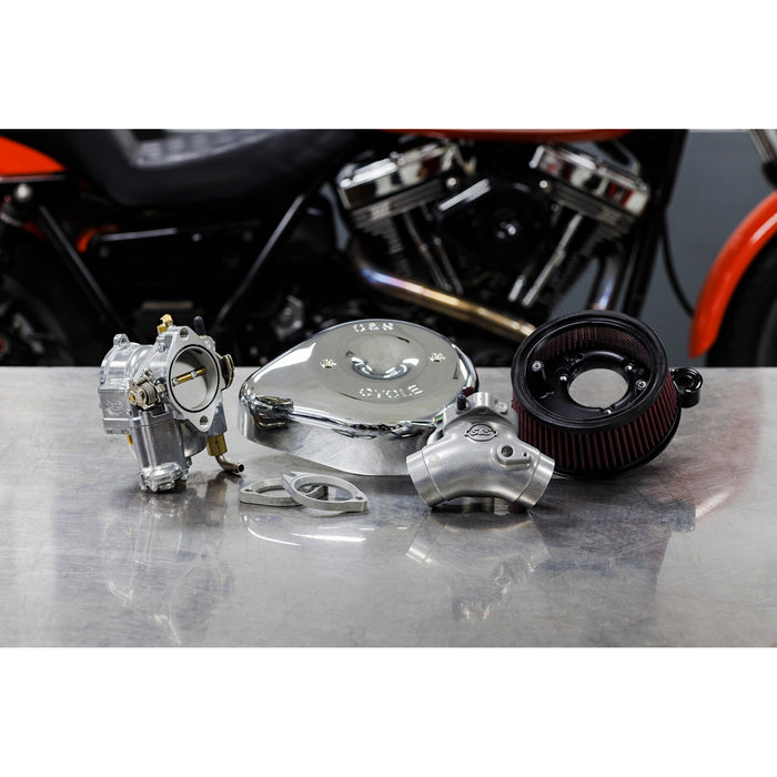 S&S CYCLE 1001-0091 110-0151 Super E Carburetor with Stealth Air Cleaner Kit - Chrome - Twin Cam