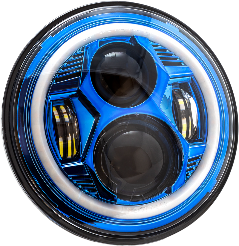Letric Lighting Co 850-09671 LLC-CC-7B 7" LED BLUE HEADLIGHT HALO W/ MNT ADAPTER