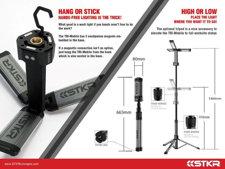 Stkr TRI-Mobile Work Light With Tripod 2000 Lumen - 12681