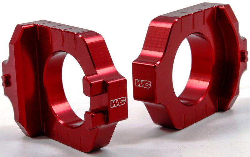 Works Axle Blocks Elite Kawasaki Suzuki RED - 17-240 For Kawasaki Dirt Bikes 2003-2022 | Suzuki RMZ 250 / RMZ 450 / 450Z 2004-2022