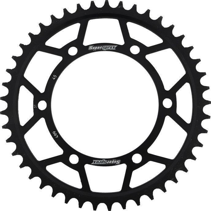 Supersprox Rear Sprocket Steel 45T-530 Black - RFE-499-45-BLK For Suzuki 750 / 1000S / 1000R / 1300R Hayabusa 1996-2007 | Husqvarna TC 65 2018-2021