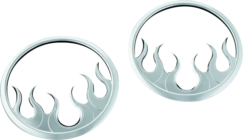 Kuryakyn 7374 Flame Speaker Grills For 14-Up Touring Models Chrome - Photo - Primary