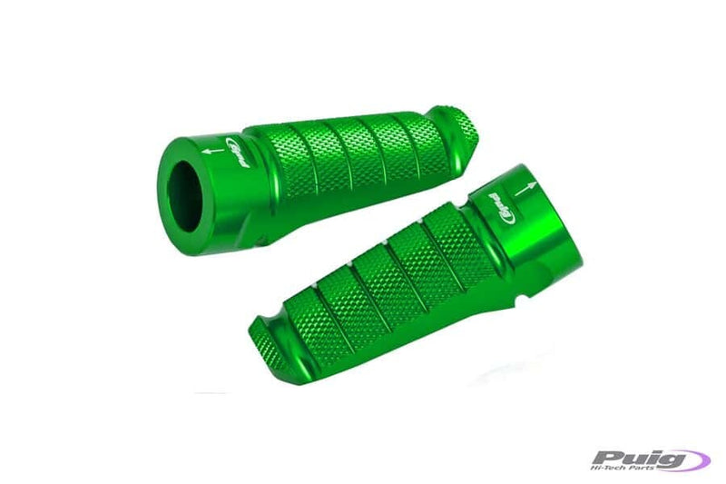 Puig Hi-Tech Parts Footpegs Racing Green - 6301V For Ducati Motorcycles 2008-2020 | Honda Motorcycles 2000-2021 | Triumph Motorcycles 2008-2021