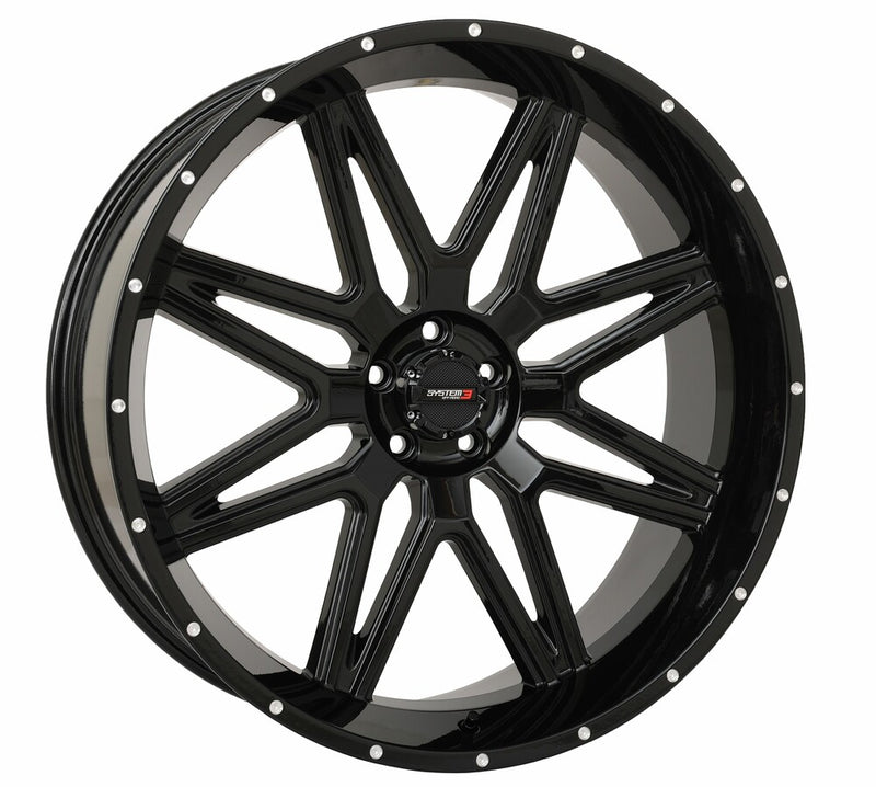 System 3 ST7 Wheel 24X9 5+4 (0MM) 5/4.5 Gloss Black - 24S3-7155 Polaris RZR / Xpedition 2022-2024