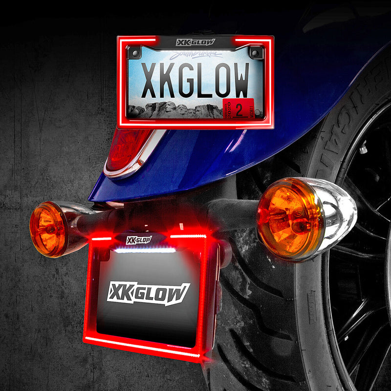 Xk Glow License Plate Frame Light With Turn Signal Chrome - XK034018-W