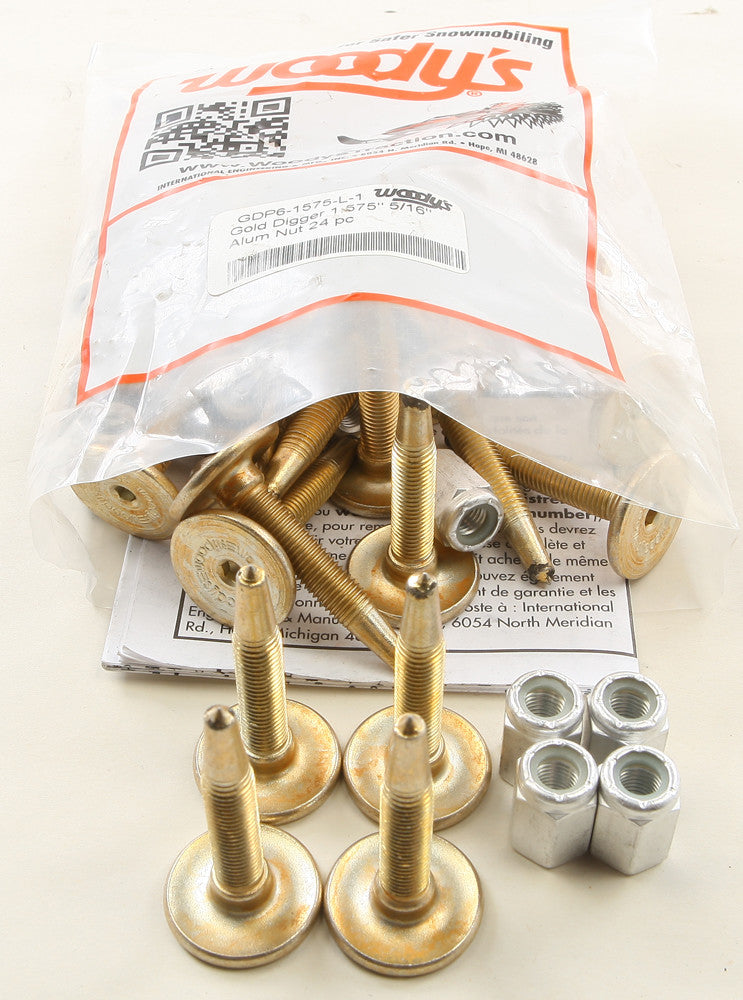 Woody's 18-3157-24 GDP6-1575-L GOLD DIGGER CARBIDE TRACTION MASTER STUD 1.575" 24/PK
