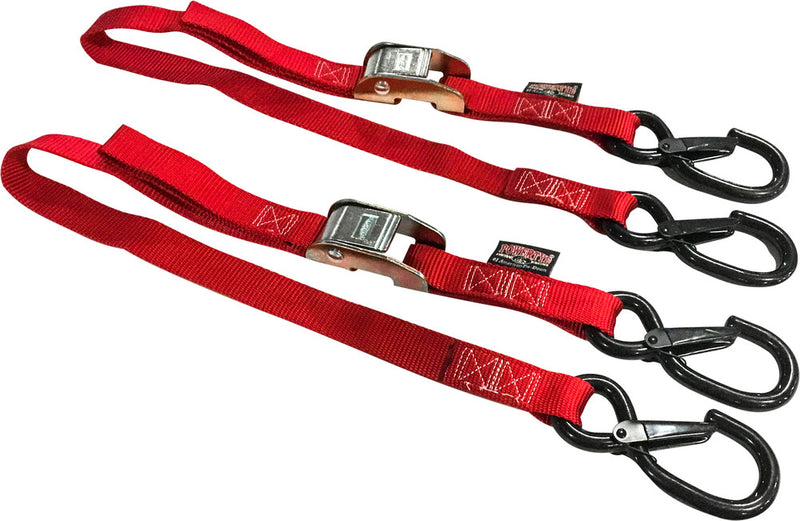 Powertye TIE-Down CAM SEC Hook Watercra Watercraft 1"X3' RED Pair - 22031-S