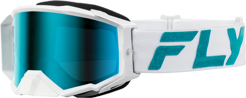Fly Racing 37-51907 37-51907 ZONE ELITE GOGGLE WHITE/TEAL W/ LIGHT GRN MIRROR/SMOKE LENS