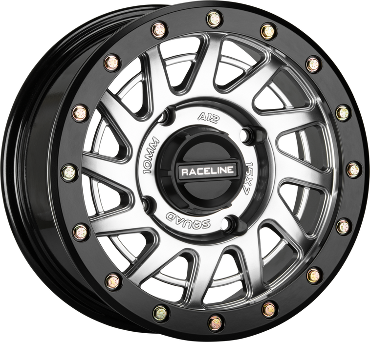Raceline Wheels 570-2064 A12SB-57037+10 SQUAD BDLK WHEEL 15X7 4/137 5+2(+10MM) HYPER SILVER