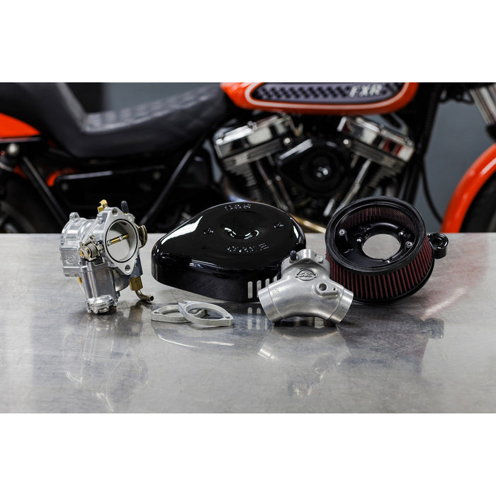 S&S CYCLE 1001-0088 110-0148 Super G Carburetor with Stealth Air Cleaner Kit - Gloss Black - Evolution Big Twin