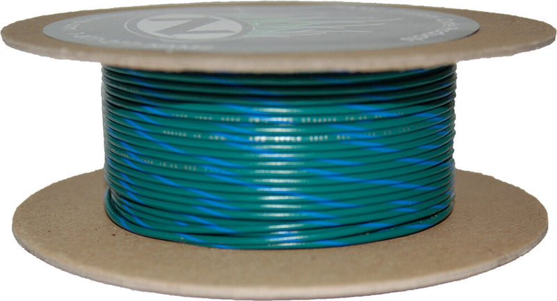 Namz Custom Cycle 850-09216 NWR-56-100-20 100' SPOOL 20-GAUGE WIRE (GREEN/BLUE STRIPE)