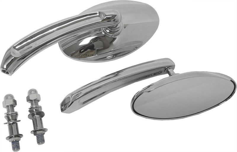 Harddrive 18-242 Mirrors Chrome Oval Chrome For Harley Motorcycles 1970-2018
