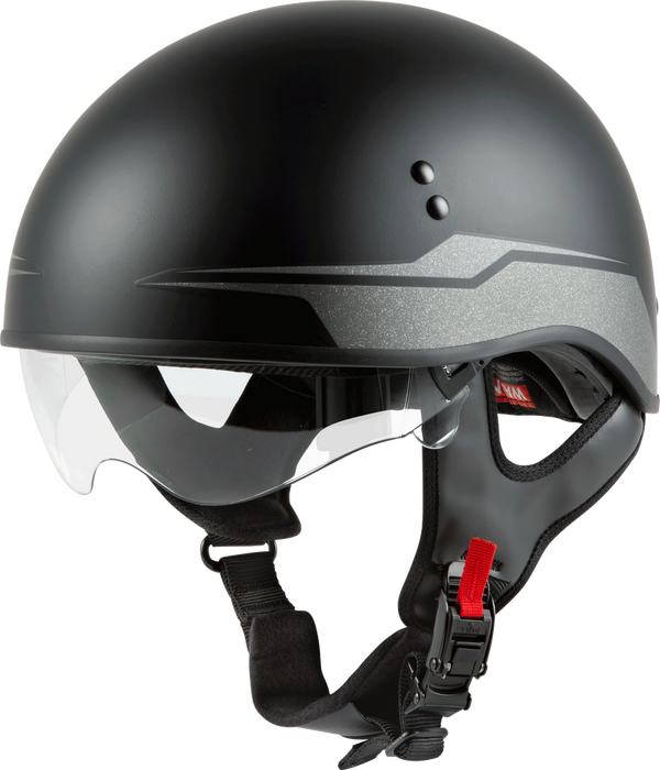 Gmax 72-5662M H1659815 HH-65 HALF HELMET SOURCE NAKED MATTE BLACK/SILVER MD