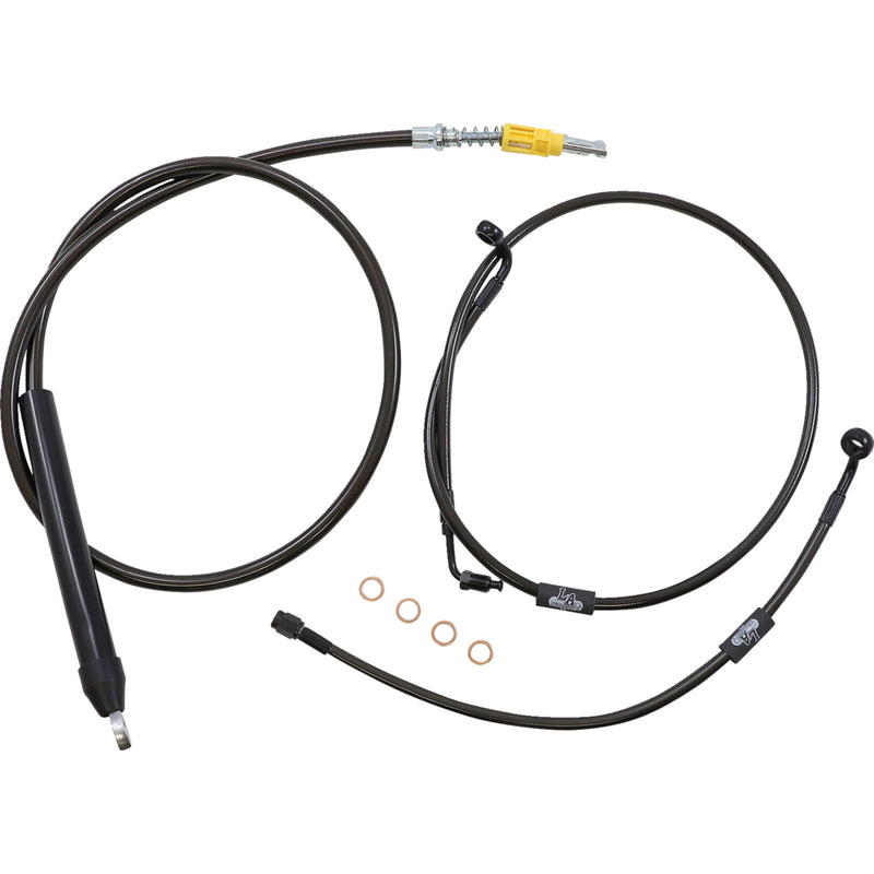 LA Choppers Standard Midnight Braided Handlebar Cable Brake Line Kit — Ape Hanger 18"-20" Ape Hangers - LA-8155KT-19M For Harley Softail 2018-2022