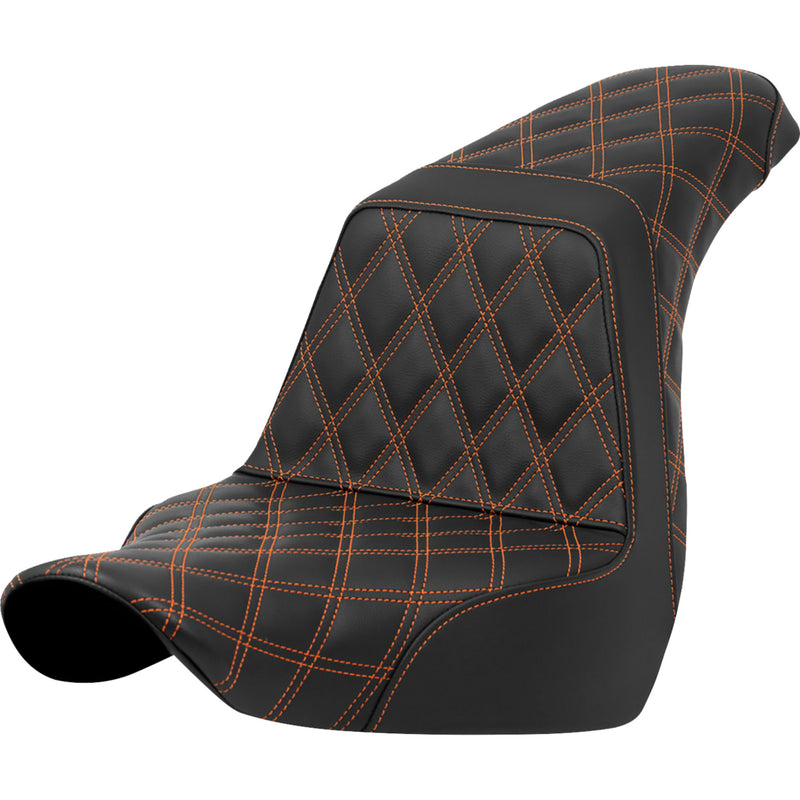 Saddlemen Lattice Stitch Step-Up Seat Full Orange Stitch - 818-29-17503 For Harley Softail 2018-2021