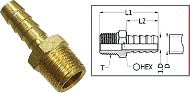 Sp1 12-71213 MR-07305 1/4 PIPE TO 3/8 HOSE BARB FITT