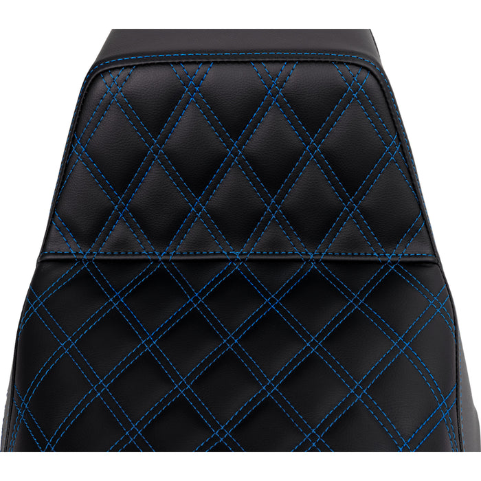 SADDLEMEN 0801-1570 A808-07B-172BLU Lattice Stitch Step-Up Seat - Front Lattice Stitch - Blue Stitch - FLH/FLT '08-'23