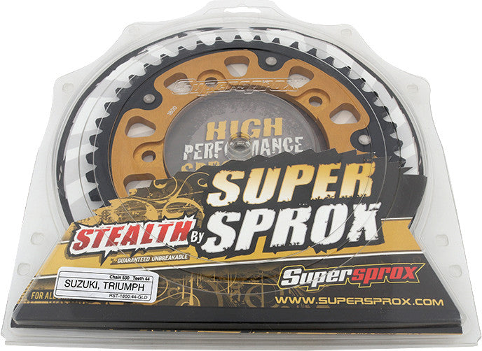 Supersprox Rear Stealth Sprocket Aluminum Steel 44T-530 GLD TRI - RST-1800-44-GLD Triumph 955 Sprint / Daytona 955 / Tiger 955i / Tiger 1050 2005-2012