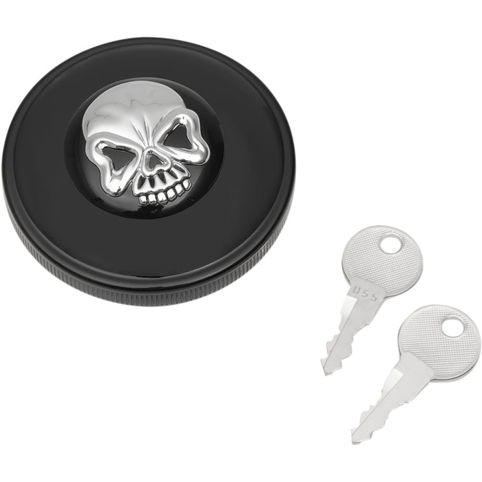 DRAG SPECIALTIES Screw-In Locking Skull Gas Cap - Non-Vented