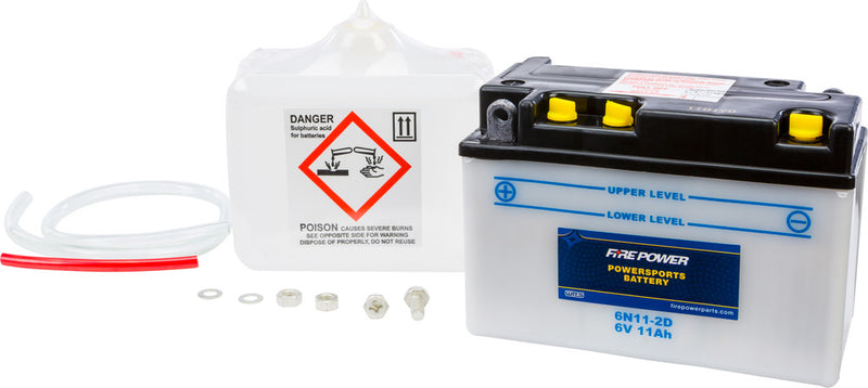 Fire Power Battery W Acid 6V - 6N11-2D Yamaha 80 Riva / Riva 80 1983-1987