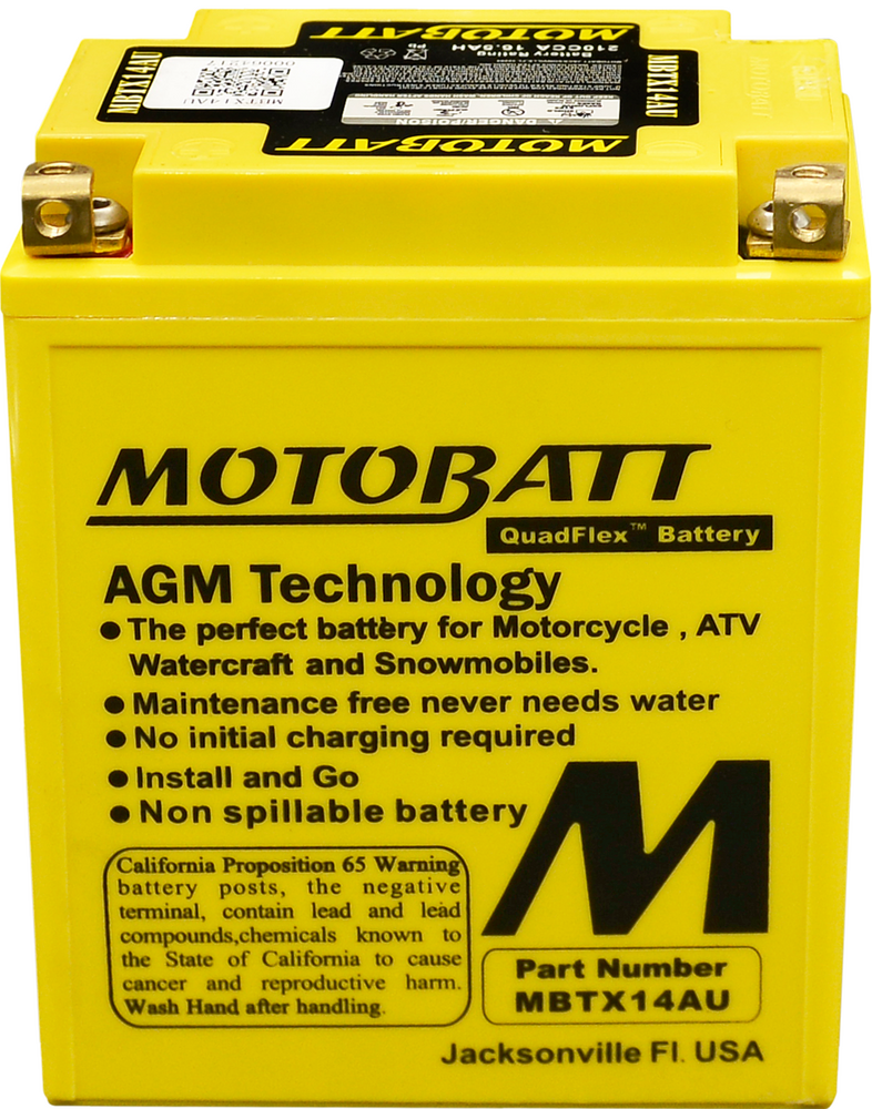 Motobatt 491-1002 MBTX14AU BATTERY MBTX14AU SEALED FACTORY ACTIVATED