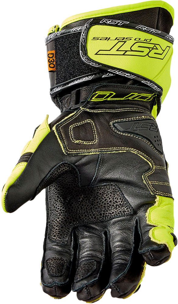 Rst 556-3715408 103715F.YEL-08 PRO SERIES GP D3O GLOVES BLACK/FLO YELLOW LEATHER SM