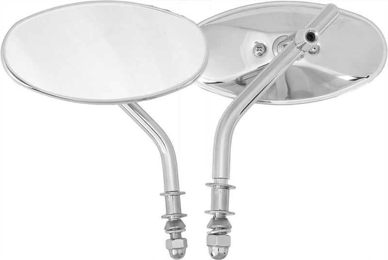 Harddrive 153080 Oval Mirror Chrome Long Stem For Harley Motorcycles 1970-2018