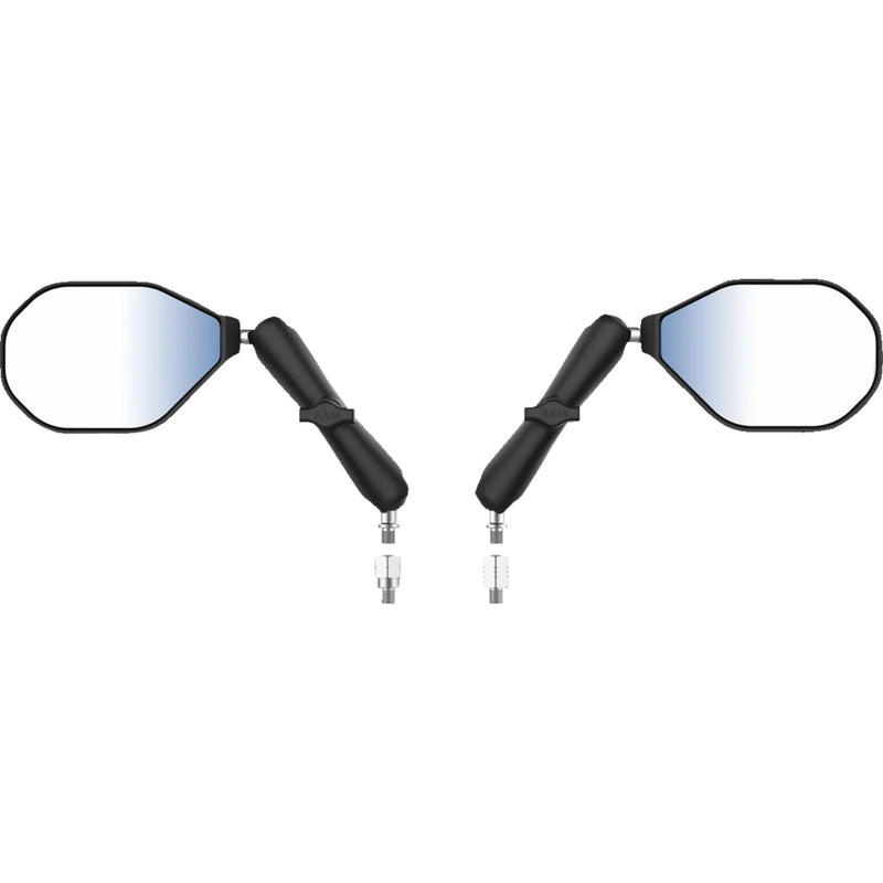 RAM MOUNTS 0640-1720 RAM-B-349-RTA-C-465R Tough-Mirror™ Kit with M10-1.25 Bases/Reverse Adapter - Long Arm Tough-Mirror™ - Side View - Oval - Black - Left/Right - Long Arm