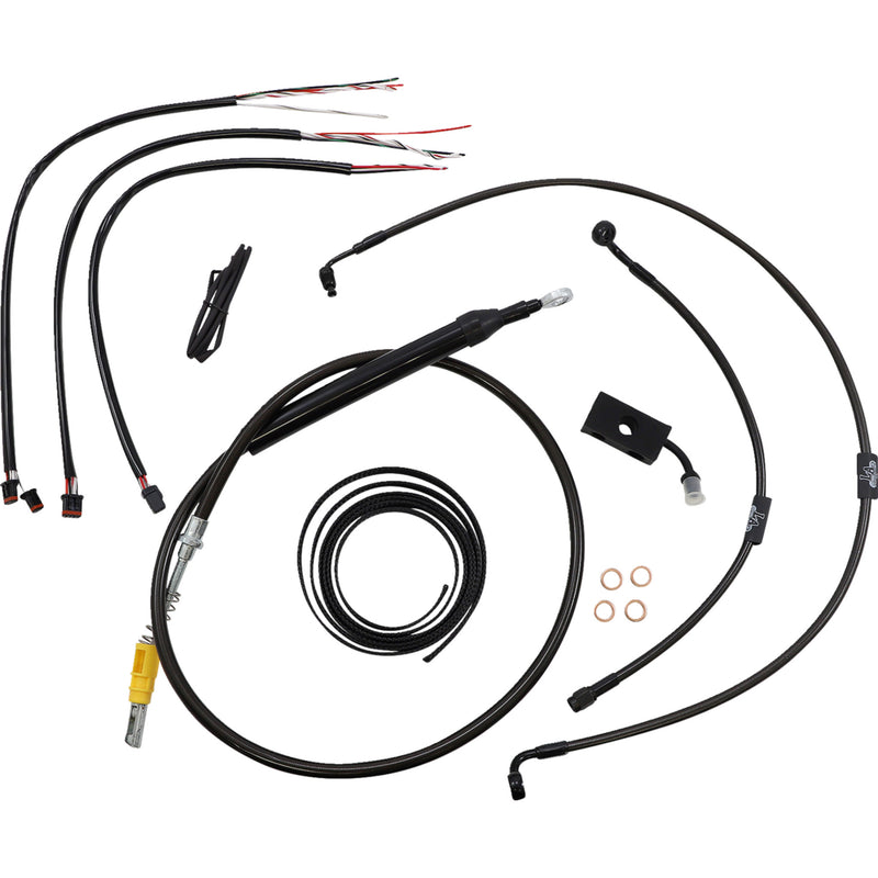 LA Choppers Complete Midnight Braided Handlebar Cable Brake Line Kit — Standard Quick Connect 15"-17" - LA-8155KT2-16M For Harley Softail 2018-2022